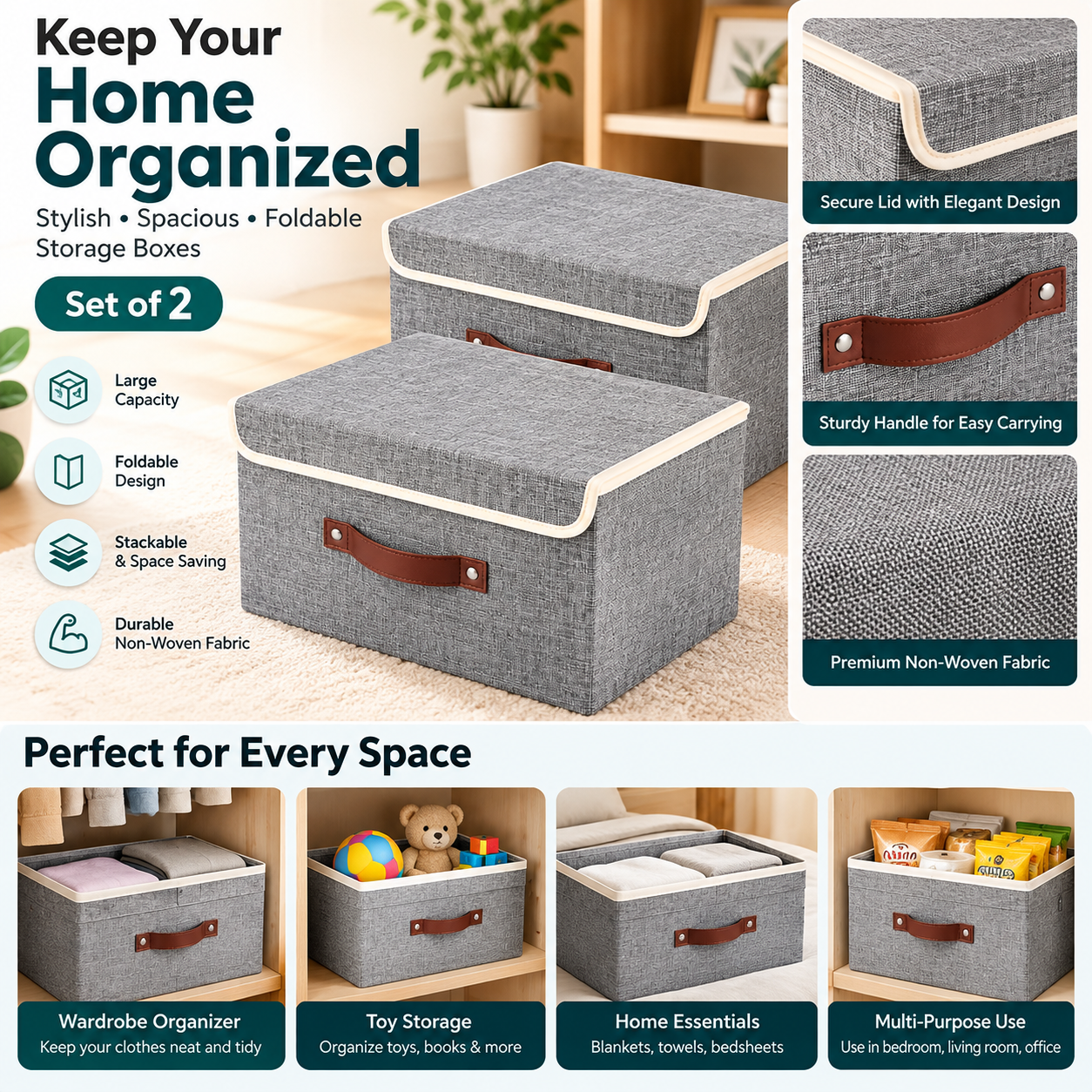 Grey storage box organiser